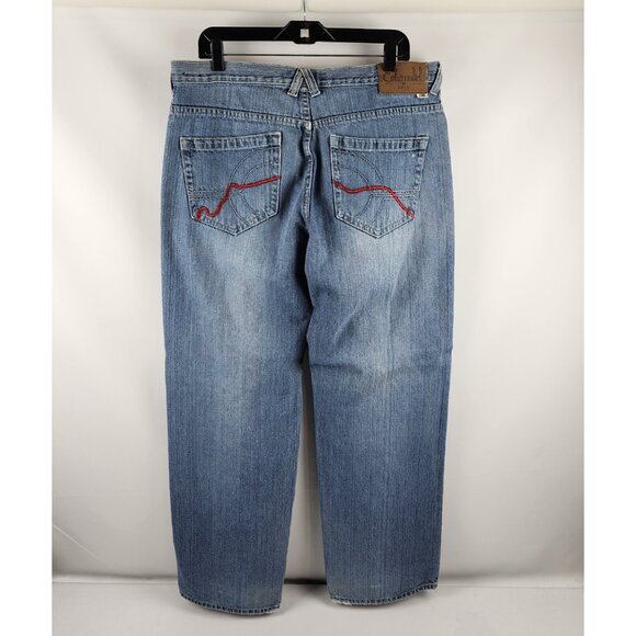 ECKO Unlimited Jeans Mens 36x30 Baggy Fit Wide Leg Y2K Vintage Blue - Picture 7 of 9